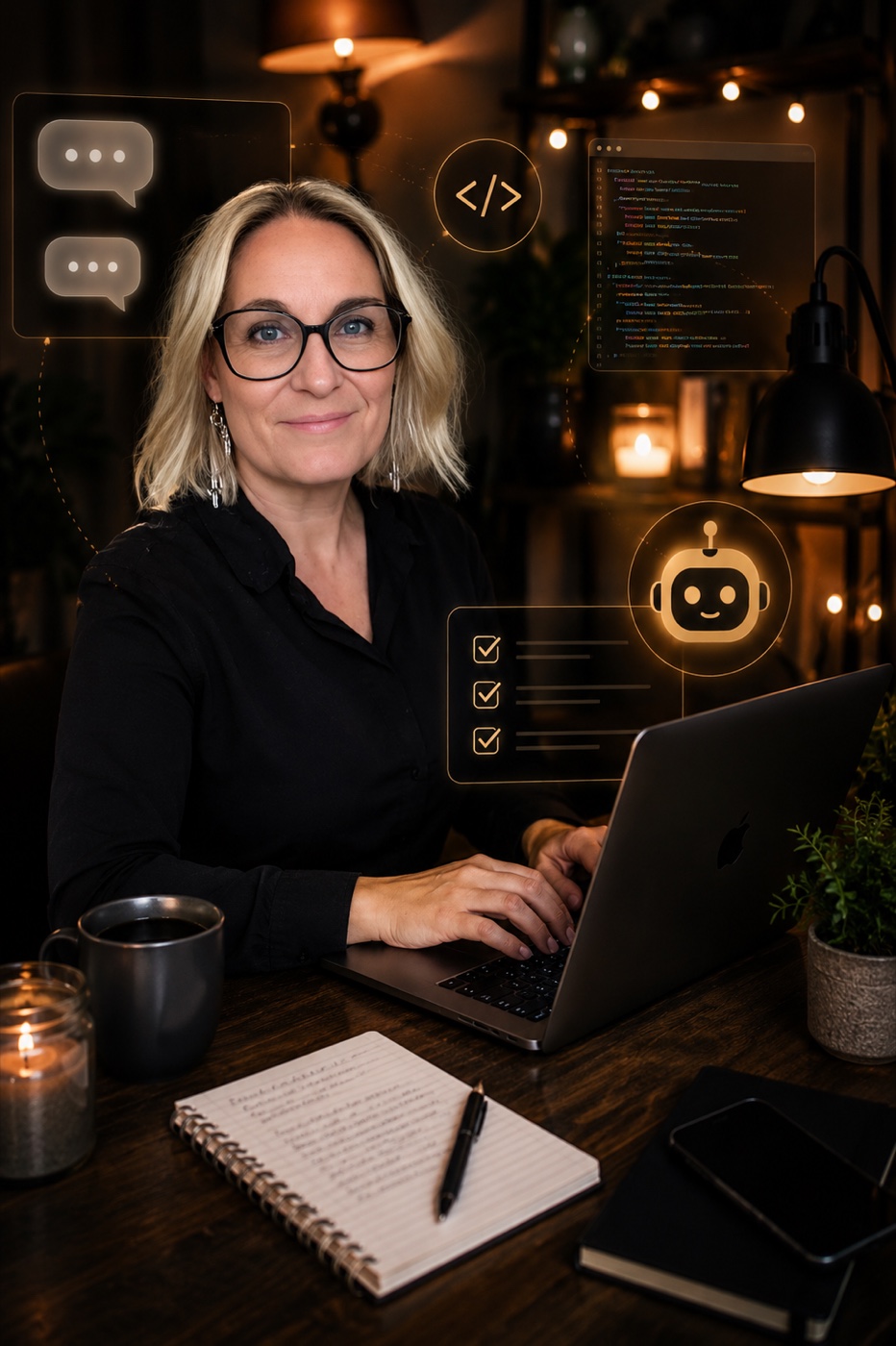 Jenniefer Kindstrand vid sitt skrivbord, bygger AI-system